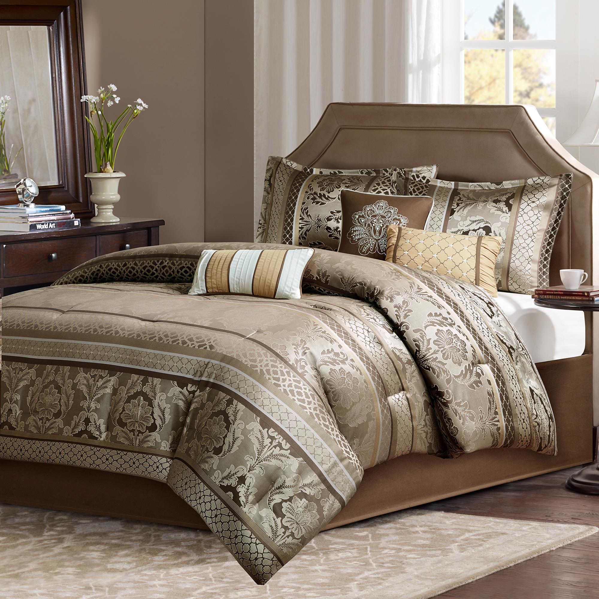 Hampton Park Bellagio 5-Piece Queen Reversible Bedspread Set in Brown/Gold