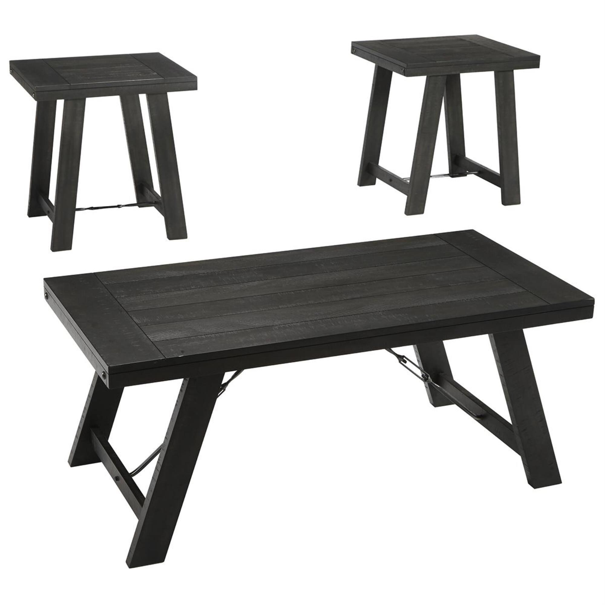 Signature Design By Ashley Noorbrook 3 Piece Occasional Table Set In Black And Pewter Nebraska Furniture Mart