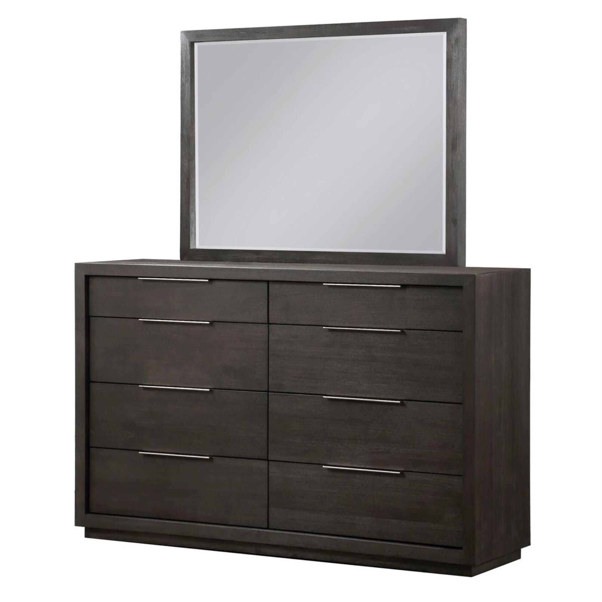 Dark Grey 8 Drawer Fabric Dresser with Side Pockets