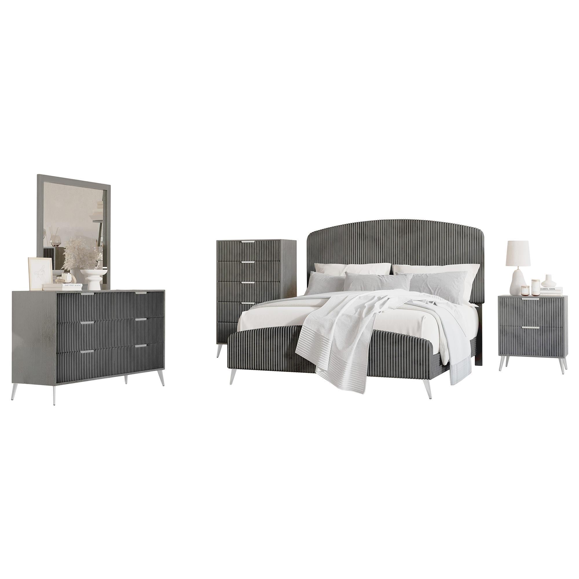 New Heritage Design Kailani 5 Piece King Bedroom Set In Gray Nfm 