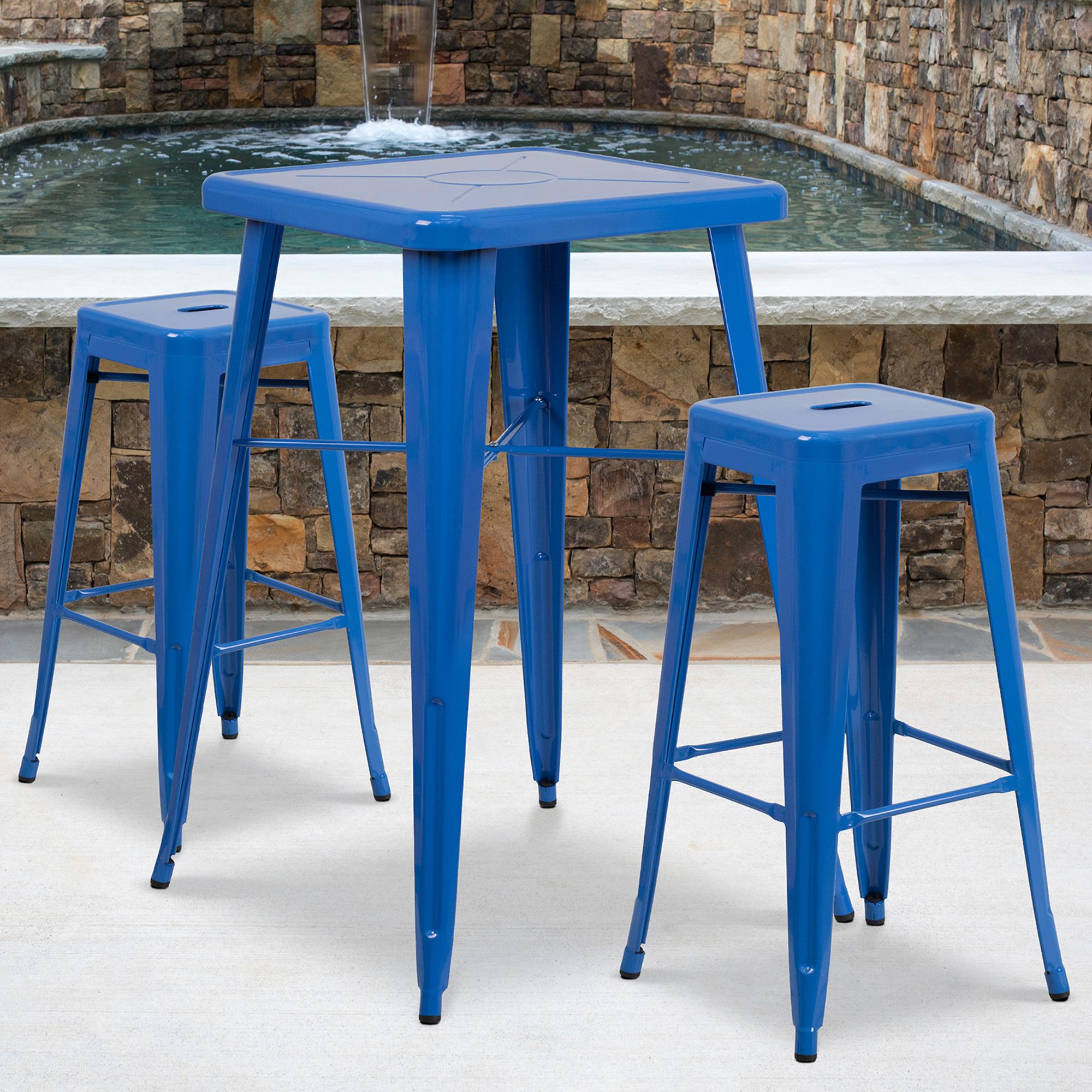 low bar table and stools