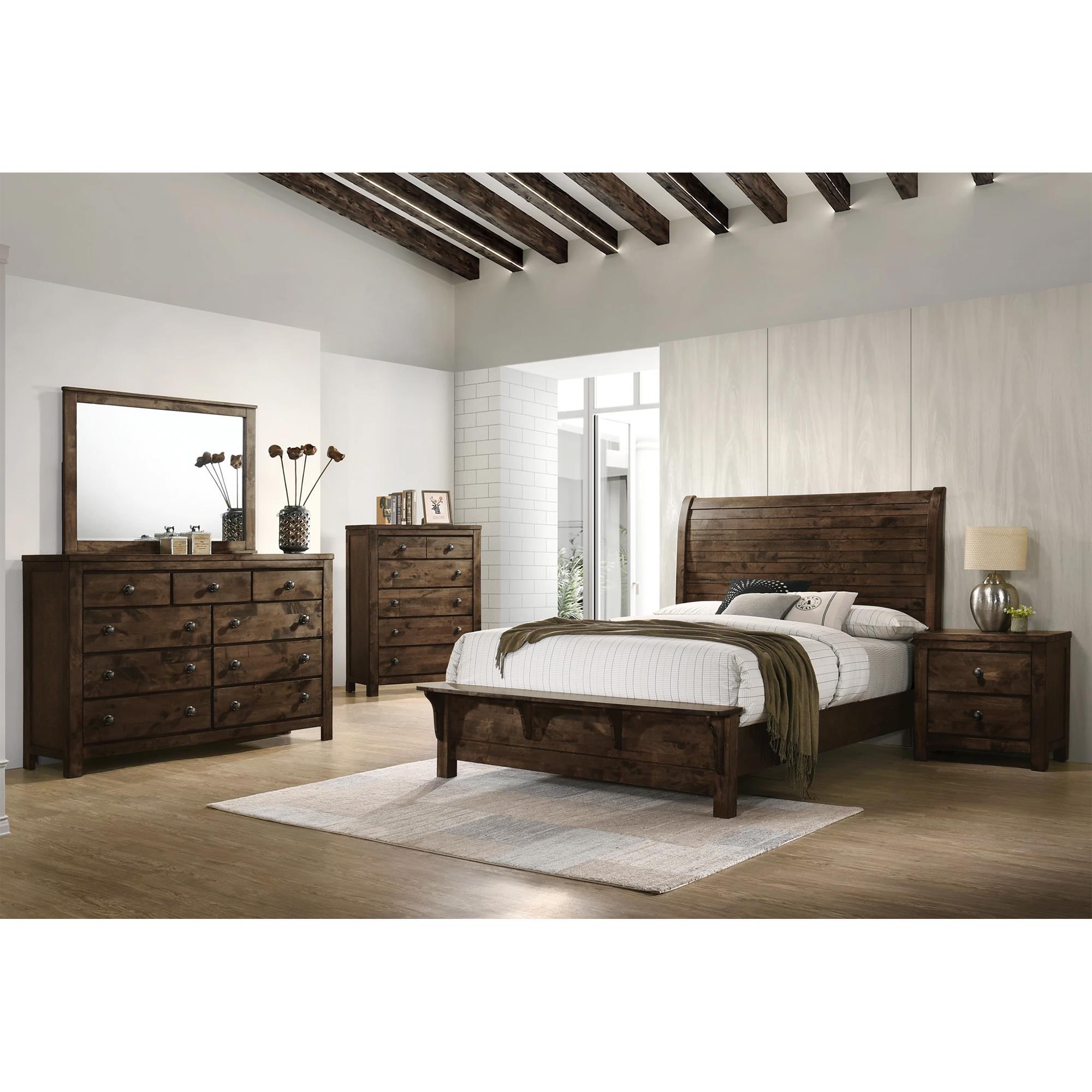 New Heritage Design Blue Ridge 4 Piece King Bedroom Set in Rustic Gray ...