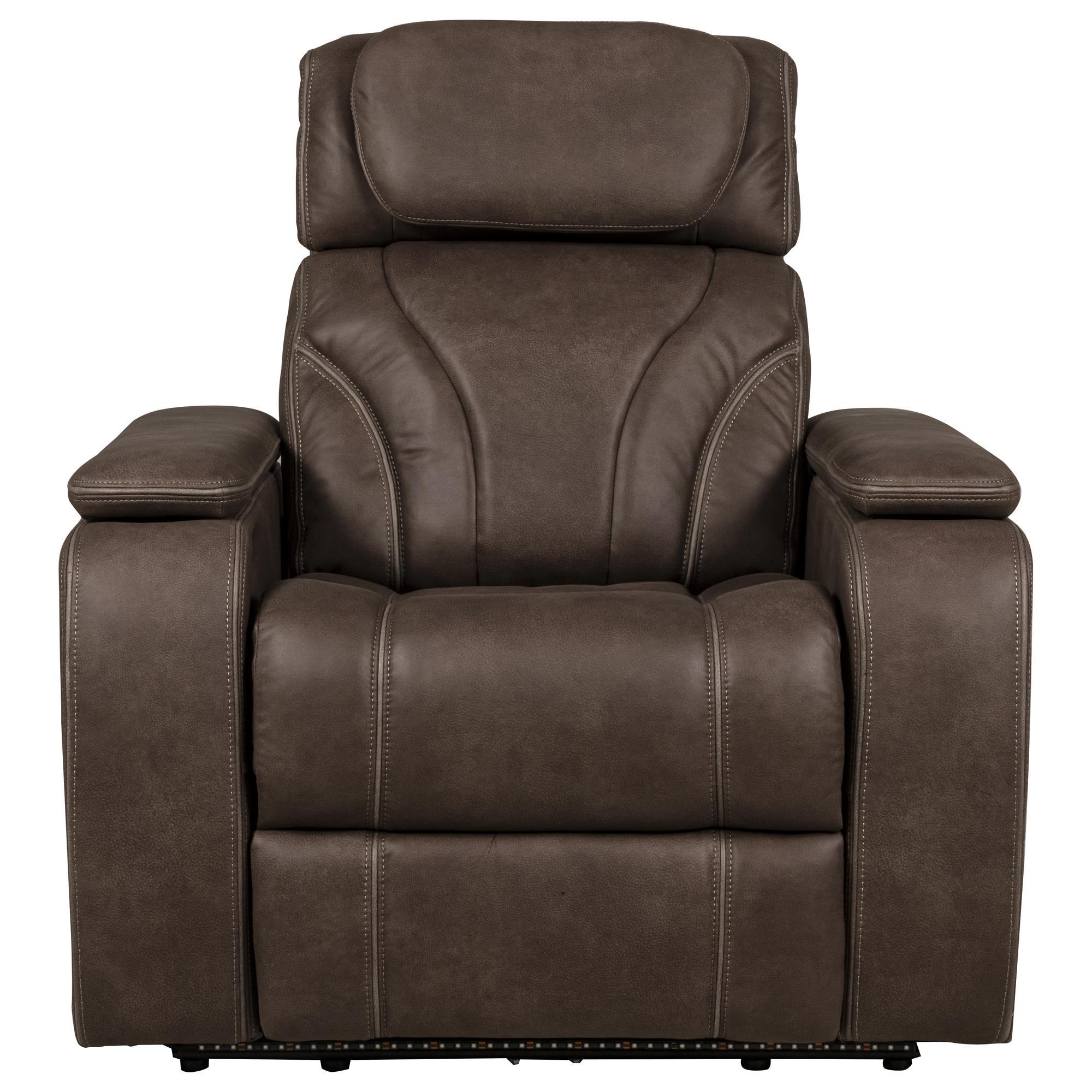 Aurora Furnishings Power Recliner with Power Headrests in Teramo Brown ...