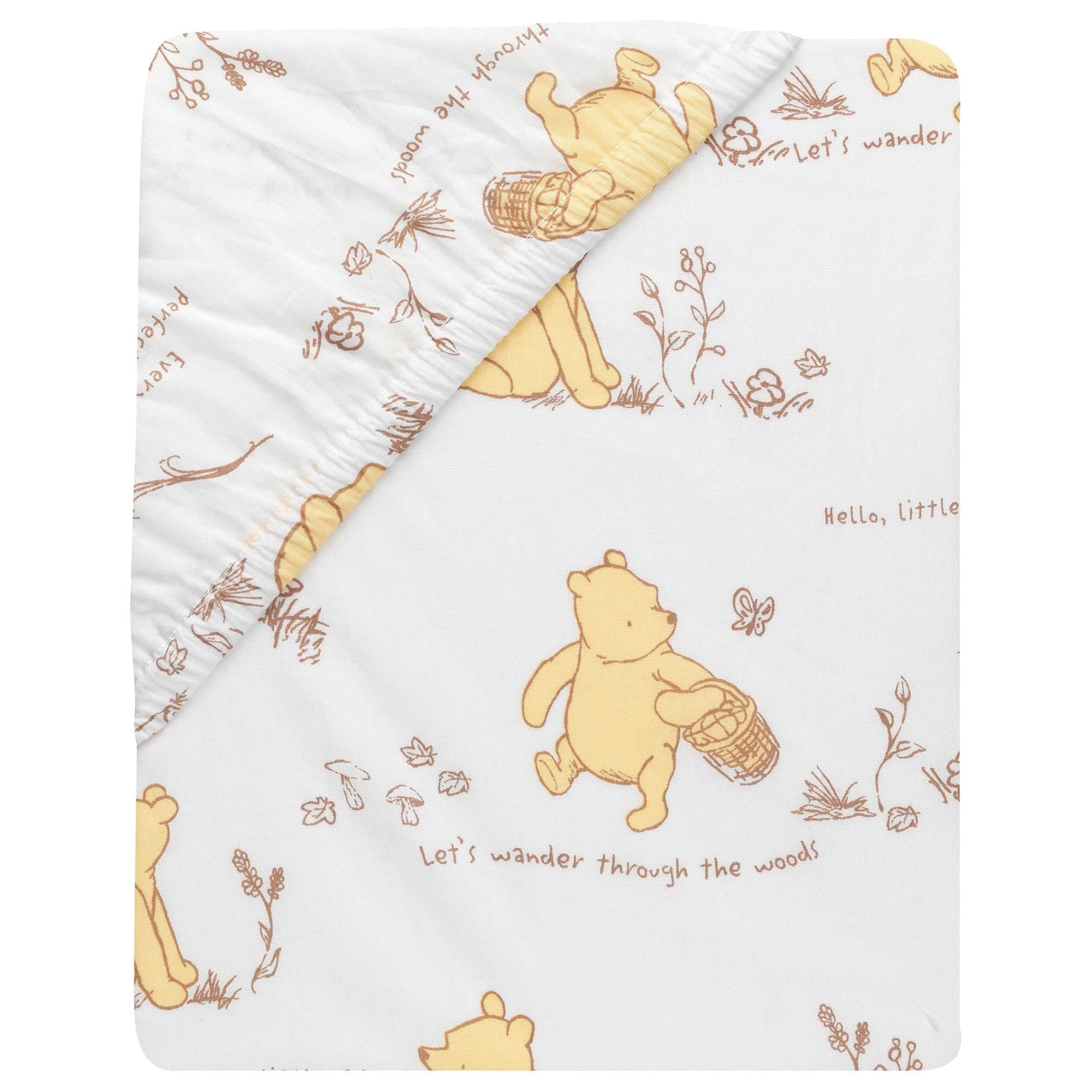 Lambs and Ivy Storytime Pooh Crib Sheet in White