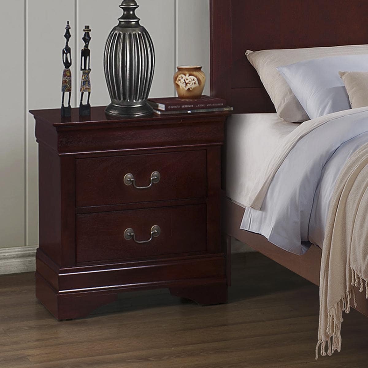 at HOME Louis Philip 2 Drawer Nightstand in Cherry Shop NFM