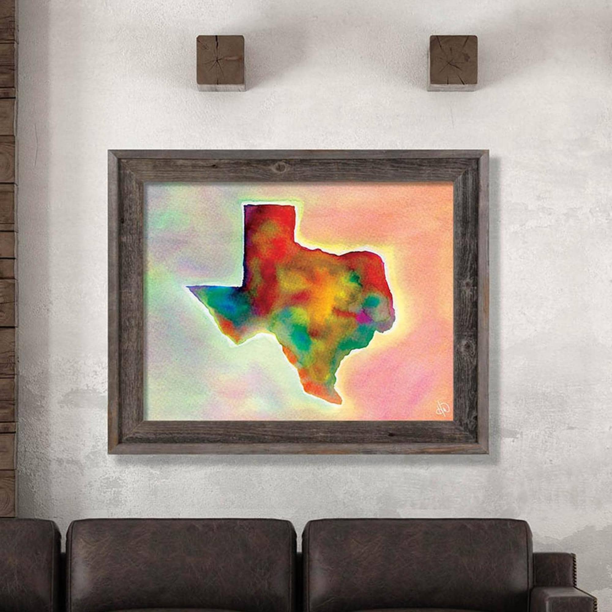 Creative Gallery Watercolor Texas 16x20 Barn Wood Framed Canvas Wall Art Print Nebraska Furniture Mart