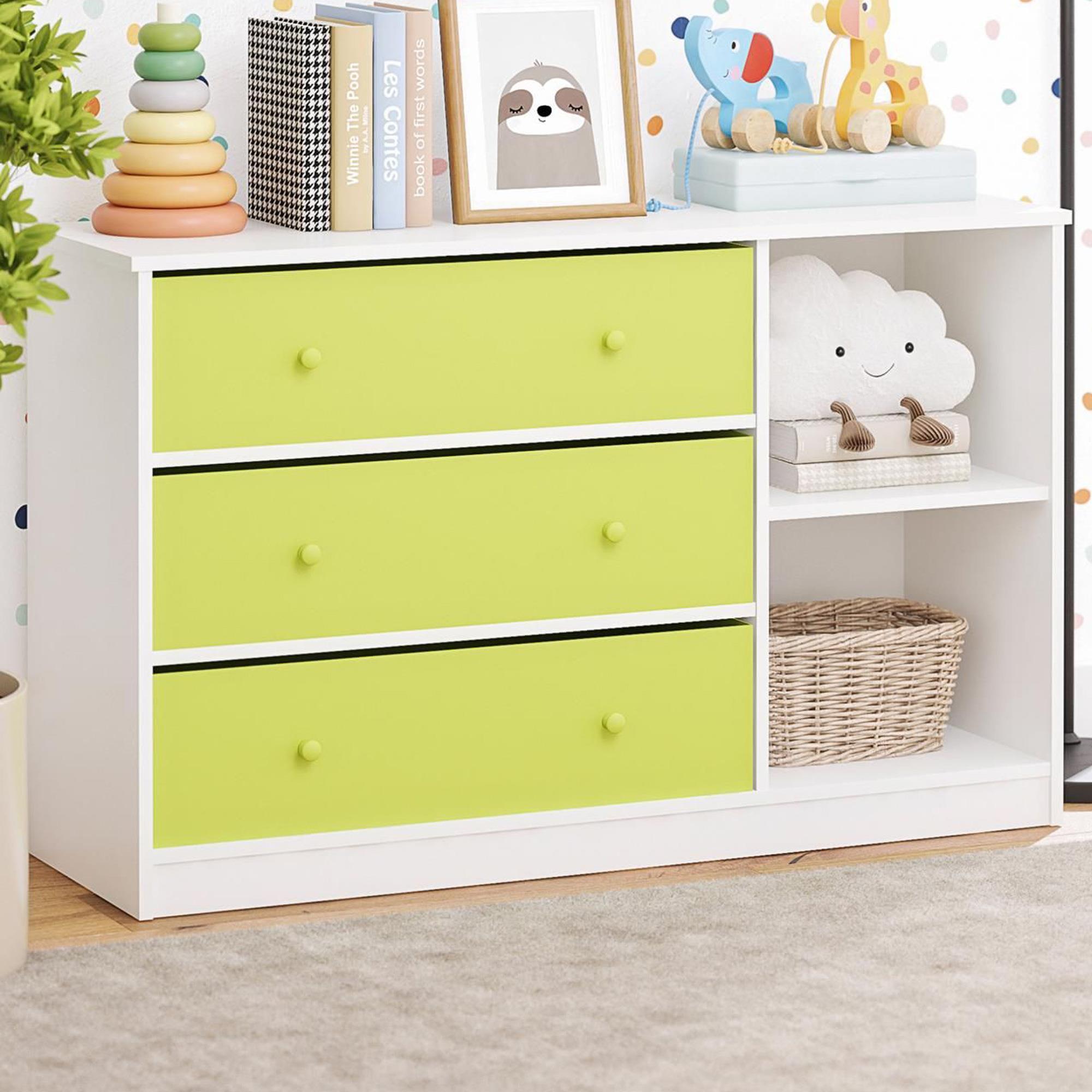 Mya Park Wide Dresser: Storage with 3 Fabric Bins – RealRooms