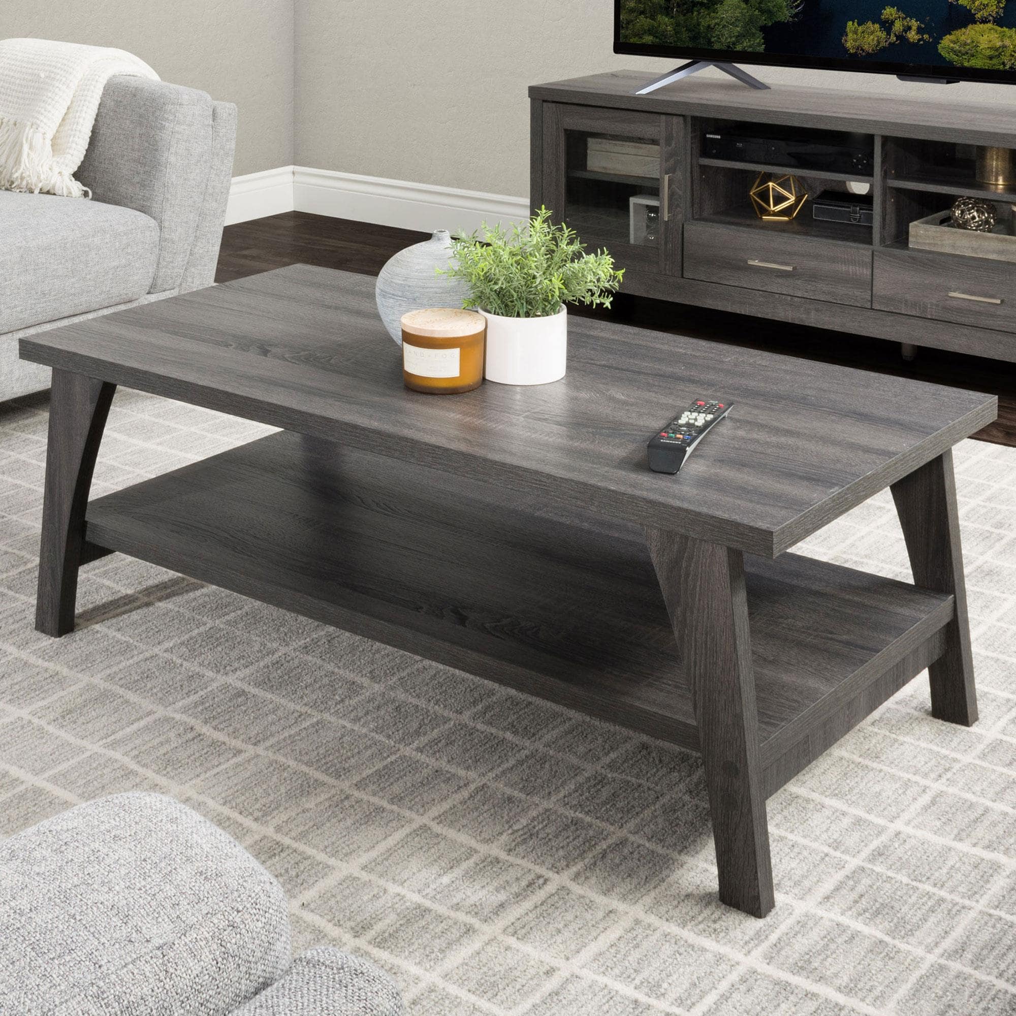 CorLiving Hollywood Coffee Table with Curved Legs in Dark Grey | Shop NFM